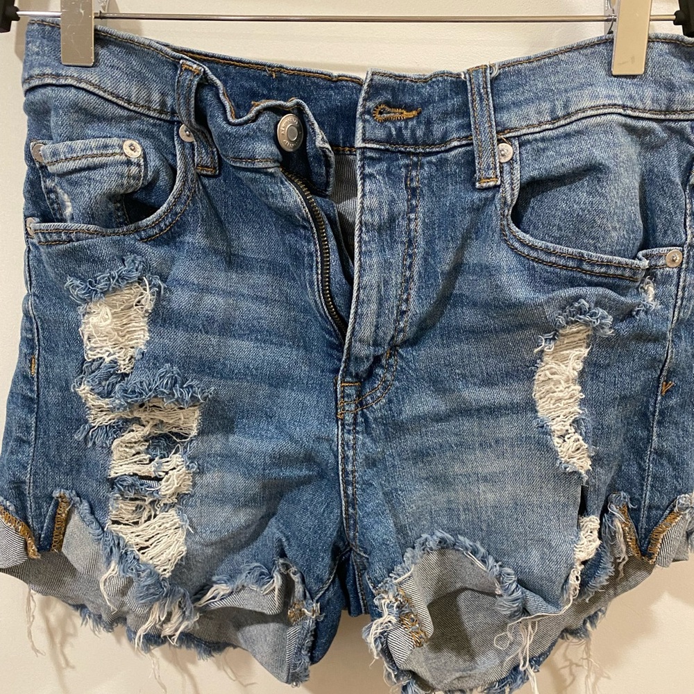 Aeropostale Blue Distressed Jean Shorts